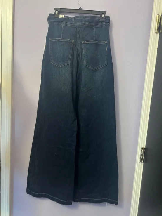 EXPRESS 🔥 High-Rise Wide Leg Jeans in Dark Blue Wash - Picture 3 of 5